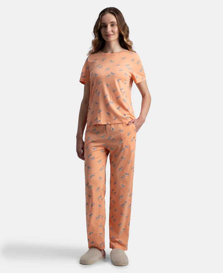 Jockey T-Shirt & Pyjama Sleep Set Cotton Short Sleeve - Coral