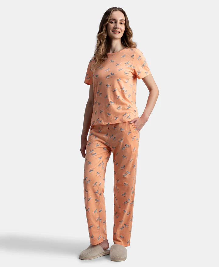 Jockey T-Shirt & Pyjama Sleep Set Cotton Short Sleeve - Coral